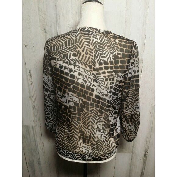 Chicos womens top zip up animal print Size 0 polyester sheer small - Picture 3 of 3